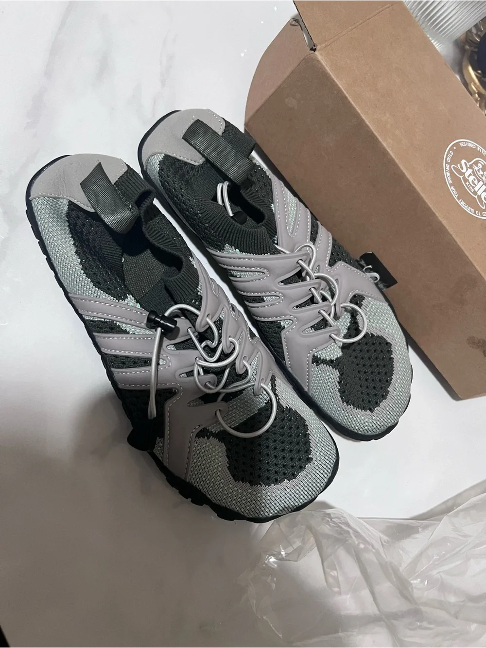 Elle Kids Gray & Black Water Shoes with Bungee Lace